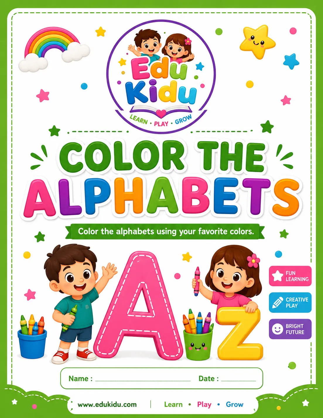 color the alphabets a nursery