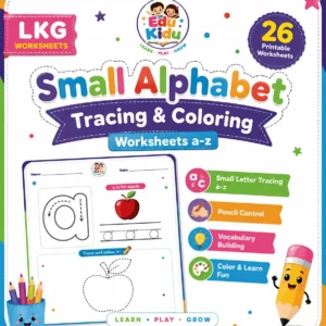 small alphabet tracing & coloring worksheets a–z (lkg)