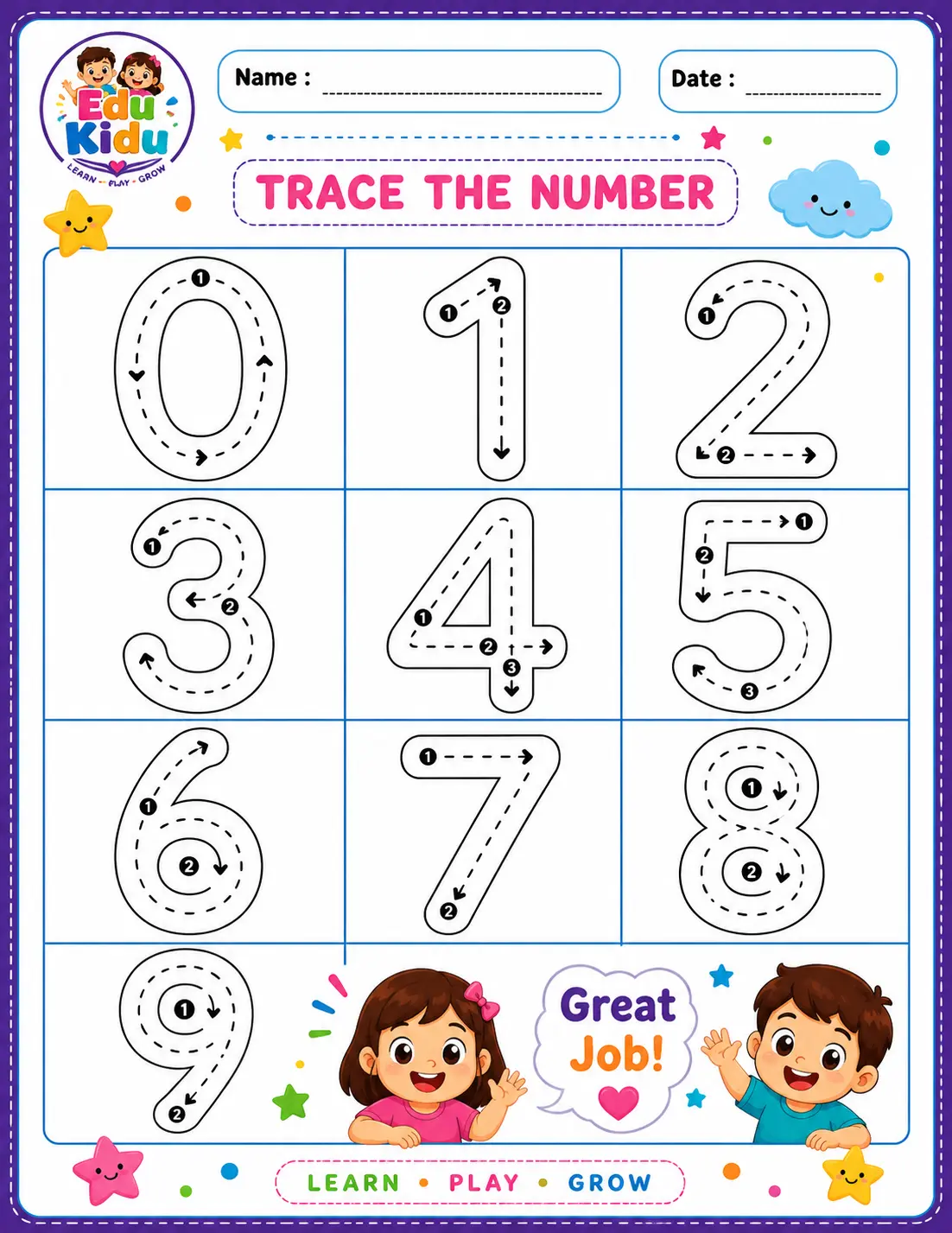 Trace the Number Worksheets (Nursery) | 16